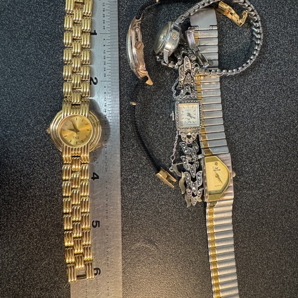 Stunning ESQ Movado Ladies Watch Gold link 6 Inch Sculptured Gild Bracelet - Picture 8 of 11